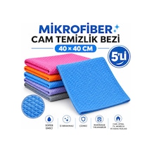 Mikrofiber 40x40 Cm 5'li Baklava Desen Cam Temizlik Bezi - Renkli Diğer