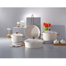 Milena 7 Parça Set Kar Beyazı & Rose Gold Kulp 18-22 Ten. 26 Kry 26 Tava