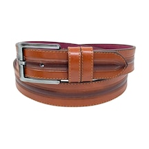 Süzer Deri Taba Suni Deri Ortası Desenli Model 4 Cm.lik Spor Kemer - 9023-52-22rl Taba