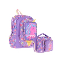 Kaukko Kids Unicorn Detaylı Okul Çantası L5224 Ve Thermo Beslenme Çantası L7224 Seti - Kız Çocuk Mor - Sarı