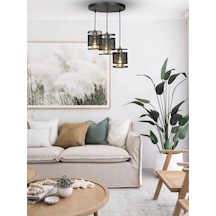 3 Lü Siyah Modern Gold Sarkıt Avize-salon Avizesi 2 Adet