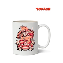 Naruto Uzumaki Kurama Anime Temalı Kupa Bardak - Arkadaşa Sevgiliye Hediye Kupa Bardak Beyaz