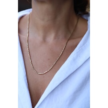 14 Ayar Altın Bağ Sıralı Uzun-kısa Silindirik Zincir Znc23738 Sarı Altın