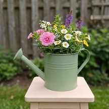 Laura 5 Litre Metal Çiçek Bahçe Sulama Kabı - Modern Dekoratif Çok Amaçlı Sulak Mint Yeşili