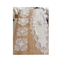 Salon Takımı Çeyizlik Krem Runner Set 5 Parça Keten Ranır Masa Konsol Sehpa Örtüsü Lady Bzckh1968 Çok Renkli