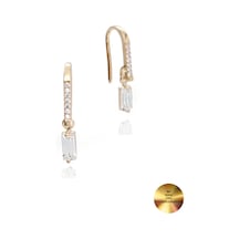 Brezza Lusso Jewelry 18k Serie Oro Baget Taşlı Çengel Asma Minimal Gümüş Küpe