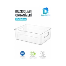 Şeffaf Pet Buzdolabı Organizeri Geniş Kulplu Düzenleyici Kutu 27x18x9 Cm