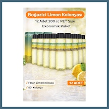 Bezos Boğaziçi Limon Kolonyası 200 Cc Pet Şişe 12 Adet 80 Limon Kokulu Kolonya Ekonomik Çoklu Paket Agc