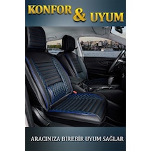 Seat Arona Lüx Deri Oto Koltuk Kılıfı Ön Arka Takım Safir Serisi Siyah Mavi