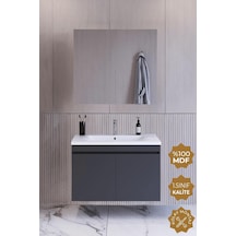 Teta Home Tokyo 65 Cm Mdf Banyo Dolabı Seti Antrasit Çok Renkli