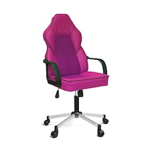 Türksit Lidya Yönetici Ve Oyuncu Koltuğu Plastik Kol Ve Metalik Gri Boyalı Ayaklı Pembe Pembe