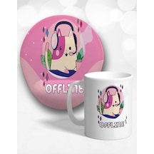 Offline Oval Bilek Destekli Mouse Pad Ve Kupa Bardak Seti Mousepad