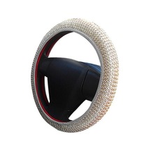 Bej Kahve Yaz Buz İpek Araba Nefes Alabilir Kaymaz Direksiyon Simidi Kılıfı Koruyucu