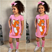 Kız Çocuk Jerry Taç Tozluk Kombinli Elbise-PEMBE
