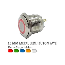 16Mm Metal Ledli Yaylı Buton Beyaz