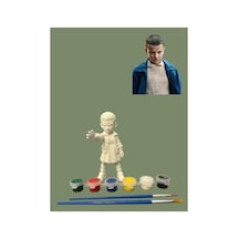 3d Stranger Things Eleven Figür Boyama Seti - Kendin Boya Hobi Ve Etkinlik Seti - Akrilik Boya + 2 Fırça
