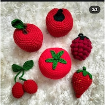 Amigurumi Meyve Sebze Seti Kırmızı Elma, Domates, Kiraz, Çilek...