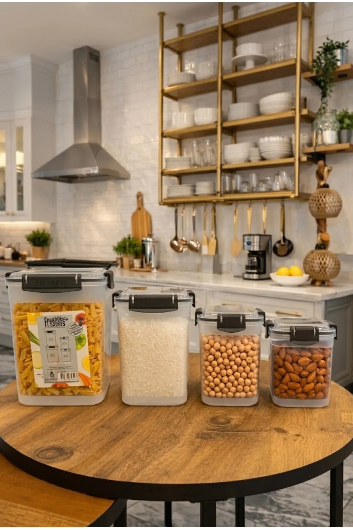 4'lü Kuru Erzak,düzenleme,saklama Kabı 0,75l - 1,25l - 2,10l - 3,2l Şeffaf