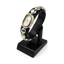 Culvex Gold Beyaz Bileklik Kordon Metal Detaylı Kadın Vintage Retro Saat Turkuaz