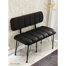 By Hakan Aşkın Siyah Metal Ayaklı Metal Alt Kasalı Keten Antrasit New Sırtlı Bench Bank Antrasit Keten