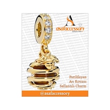 Parıldayan Arı Kovanı Sallantılı Charm Asafaccessory Sarı