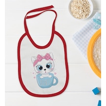 BK Kids Kişiye Özel İsimli Kırmızı Bebek Mama Önlüğü-5 Kırmızı