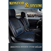 Renault Escape 3 Tekli Lüx Deri Oto Koltuk Kılıfı Ön Arka Takım Safir Siyah Mavi