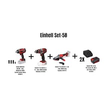 Einhell Set-58 Einhell Impaxxo 18/450 Kömürsüz Akülü Darbeli Somun Sıkma+einhell Tp-cd 18/50 Li-i Bl Akülü Darbeli Vidalama+einhell Tp-ag 18/125 F Li