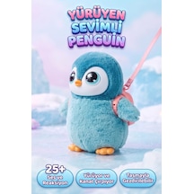 Gioc-hi Prezi-osi Lisanslı Sevimli Yürüyen Peluş Penguen 25+ Ses Ve İfadeli Tasmalı Akıllı Penguen