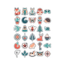 30 Adet Estetik Retro Doğa Sticker Seti - Laptop Defter Telefon İçin Çok Renkli