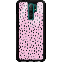Xiaomi Redmi 9 Pembe Benek Tasarımlı Glossy Telefon Kılıfı Siyah
