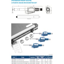 Dasqua 50-100mm Dijital 3 Ayaklı İç Çap Mikrometre Seti Ip54 0.001mm 4511-9220