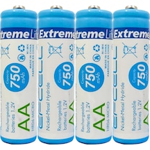 ŞARJLI PİL AA KALEM 750MAH (4 ADET) Nİ-MH EFCELL HR-06