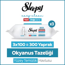 Sleepy Ocean Yüzey Temizlik Havlusu Mendili Okyanus Tazeliği 3x100 (300 Yaprak)