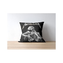 Metallica İskelet Desenli Kare Yastık Kılıfı Çok Renkli