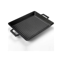 Metal Kulplu Döküm Izgara Tava, 26x32 Cm, Siyah Belirtilmemiş