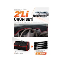 E-biz Toyota Corolla Terra E110 1997-2002 Uyumlu Torpido + Deri Çanta - Siyah-kırmızı - To013