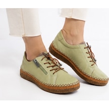 N Napa Shoe Np.8207.avakado Deri Sneaker Napa Shoe Kadın Hakiki Deri Günlük Comfort Ayakkabı Avokado Yeşili
