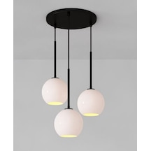 Mylights  Modern Spor Opal Camli Üçlü Avize  Salon Avize Soft Işi