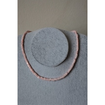Minimal Pembe Sedef Doğal Taş Kolye Çok Renkli