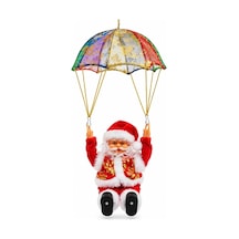Müzikli Ve Işıklı Paraşütçü Noel Baba 15 Cm - Pilli Hareketli Yılbaşı Dekoru