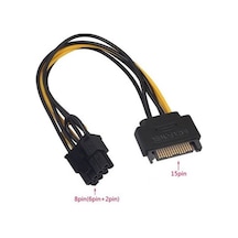 Sata To 6+2 Pin 8 Pin Ekran Kartı Power Çevirici Kablo Bakır 20Cm