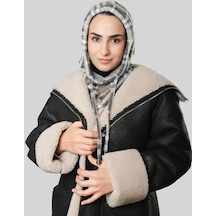 Hürrem Bone Vizon Bağcıklı Salaş Balaklava Boyunluklu Bere Jakar Ekoseli 2324 10 Vizon