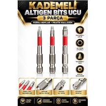 Kademeli Altıgen Bits Ucu Seti 3 Parça Çelik Vidalama Adaptörü 4-