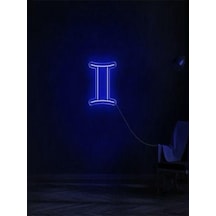 İkizler Burcu Sembolü Pleksi Neon Tabela Mavi