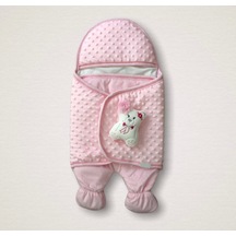 Yenidoğan Oyuncaklı Topçikli Kız Erkek Bebek Ayaklı Kundak Bebek Battaniyesi Pembe