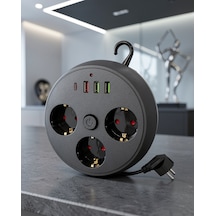Akım Korumalı Çoklu Priz 3 Priz 3 Usb Type-c 2 Metre Model 0