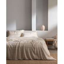 Madame Coco Breville King Size Müslin İpliği Boyalı Lastikli Nevresim Takımı - Ekru/haki 8684427207581 Çok Renkli