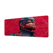 Captain America Blueprint Kırmızı Tasarım 40x90 Cm Oyuncu Mousepad Kaymaz Taban Büyük Boy Mousepad