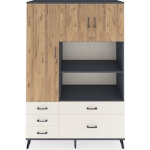 Hyperion Dolap 7 Raflı 5 Çekmeceli 3 Kapaklı 132x44x195 Antrasit-çam/aytaşı Atlas Çam/aytası